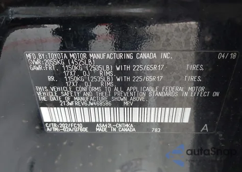 2018 Toyota Rav4 Xle from USA, damaged, VIN 2T3WFREV6JW468586